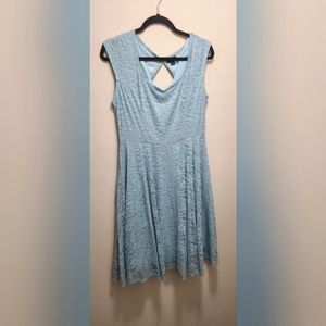 Baby blue lace fit and flare dress